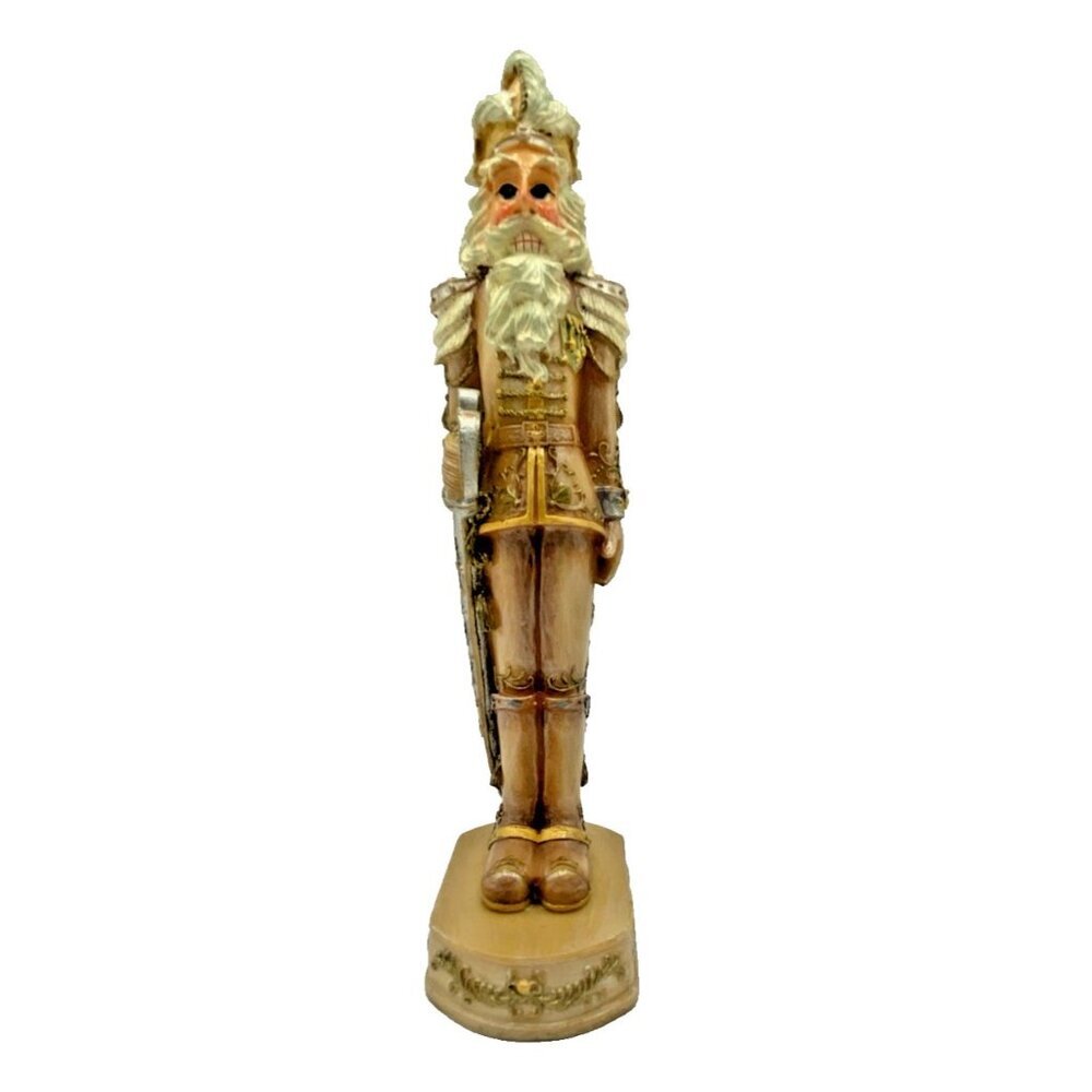 Y2K Christmas Nutcracker Royal Guard Style 9” Holiday Decor Gold Figure